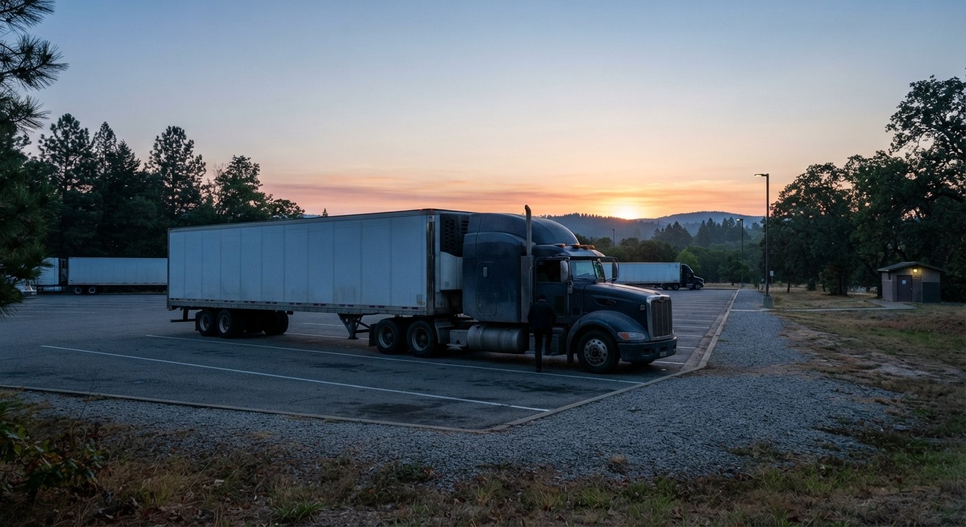 A professional truck driver beside a tractor